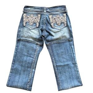 LA Jeans Woman’s 25 Medium Wash Low Rise Rhinestone Embellished Blue Jeans
